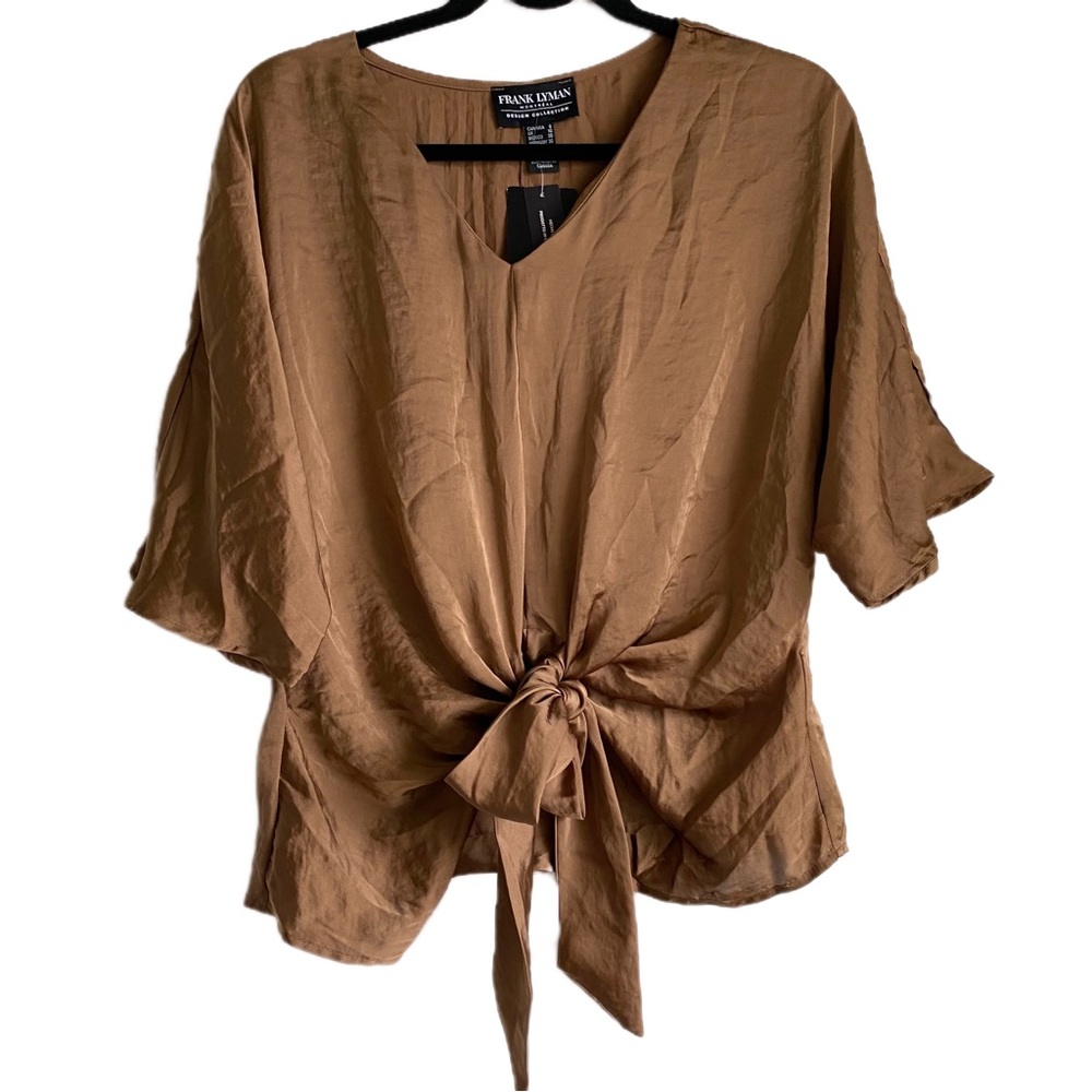 LAST CHANCE SALE! FRANK LYMAN Bronze Front Tie Top size 8